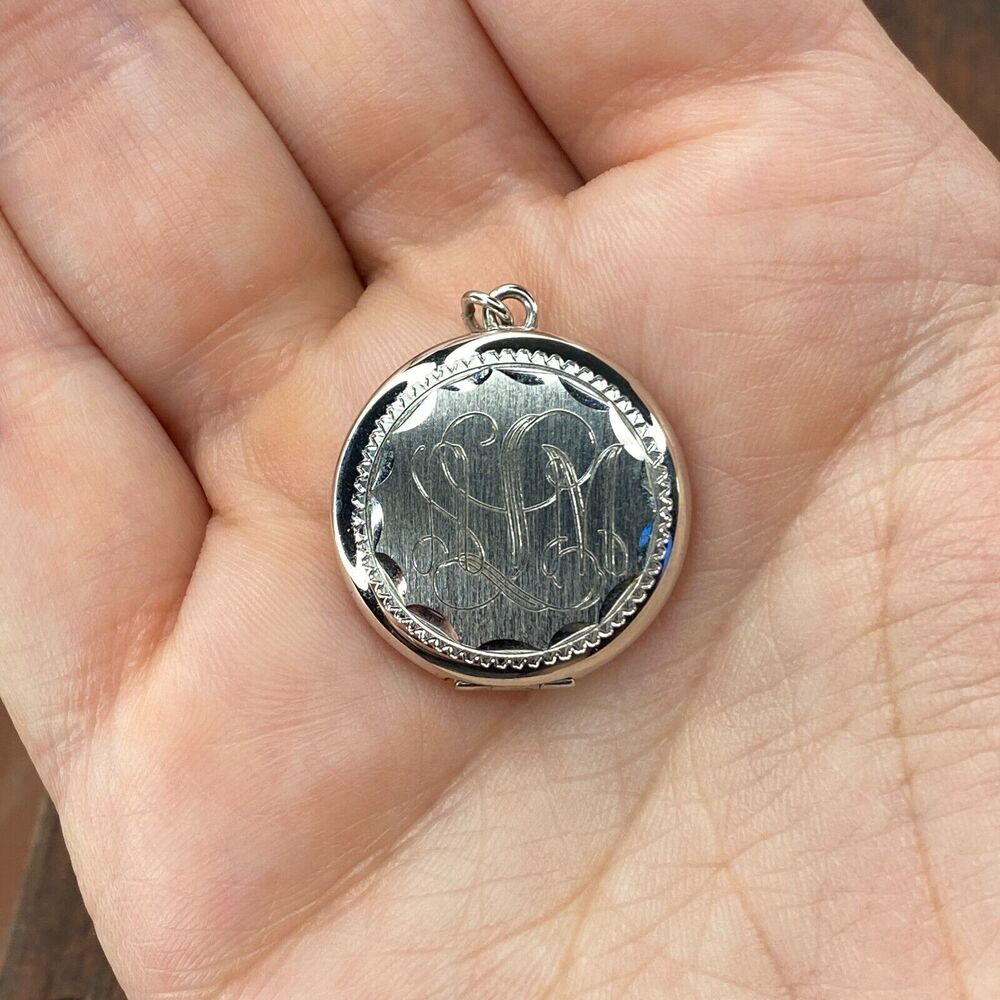 Vintage Carl Art 925 Sterling Silver "ALM" Monogram Round Locket Large Charm